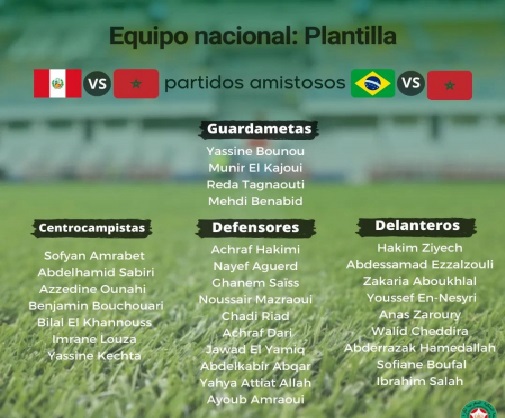 El seleccionador nacional Walid Regragui desvela la lista de 30 jugadores seleccionados para los partidos amistosos contra Brasil y Perú